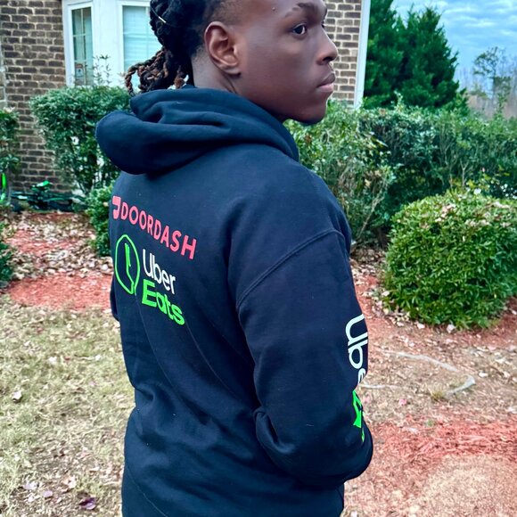 Reflective DoorDash / UberEats Sweatshirt Hoodie - Delivery Driver Dash Uber - Picture 11 of 13